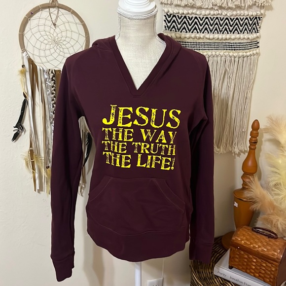 Burgundy Jesus The Way, The Truth, The Life Hoodie/ Size Small/ Like NEW - Picture 3 of 5